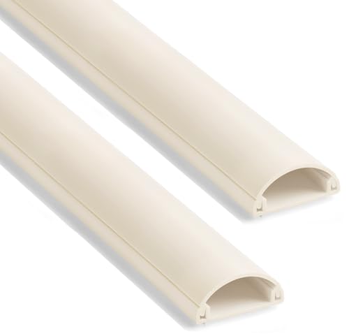 ZhiYo Cord Covers for Wires on Wall, 85in(6 x L14.2in) Cable Hider for Hiding 1-2 Cables, PVC Wire Covers for Cords on Wall Mount TV in Home or Office, Beige W1in x H0.41in - color: Beige, size: 1in W X 0.4in H X 85in L