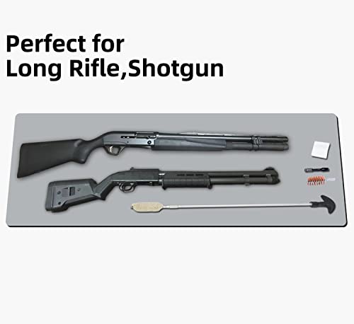 Large Gun Gleaning Mat for Pistol Rifle Shotgun, Oil-Resistant Gun Cleaning Pad, Non-Slip Waterproof Leather Workbench Mat Desk Pad for Gun Maintenance - color: Gray, style: 37"x17"