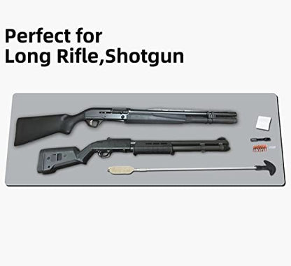 Large Gun Gleaning Mat for Pistol Rifle Shotgun, Oil-Resistant Gun Cleaning Pad, Non-Slip Waterproof Leather Workbench Mat Desk Pad for Gun Maintenance - color: Gray, style: 37"x17"
