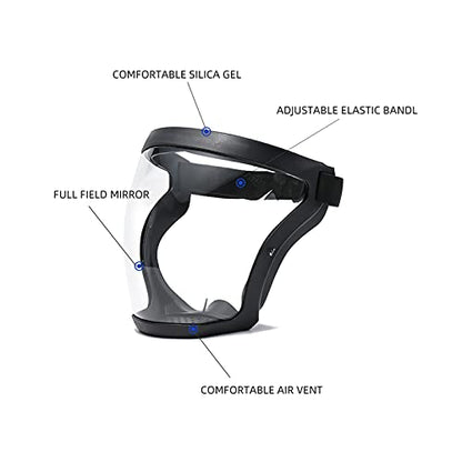 Super Protective Face Shield,Anti Fog Mask,Adult Clear Face Shield,Plastic Face Mask （Black） - color: Black