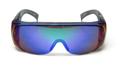 Calabria Fit Over Safety Glasses | Polarized Sunglasses Over Glasses | Wrap Around Anti-Fog | Scratch Resistant | Unisex - color: Blue/Green/Silver (3 Pack)