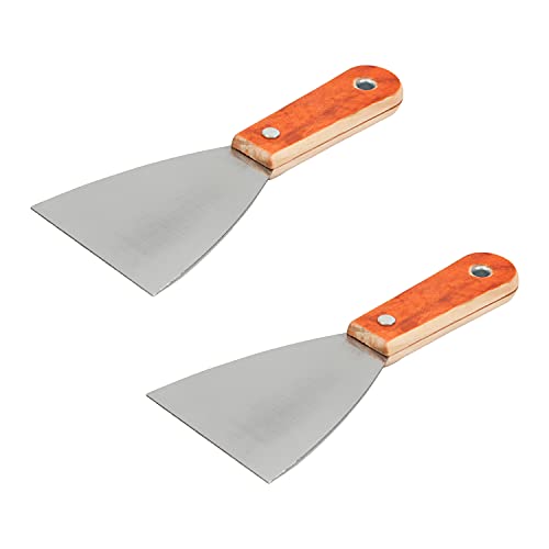 Utoolmart Putty Scraper 3" Cr-V Steel Stiff Putty Knives with Plastic Handle for Taping Paint Wall Floor Tile 2Pcs - size: 3 inch