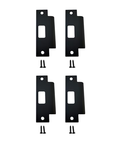 QCAA Stainless Steel Extended Replacement Lock Strike Plate, Round Corner, 4-7/8" for Deadbolt, Matte Black, 4 Pack, Made in Taiwan - color: Matte Black, size: 4pack