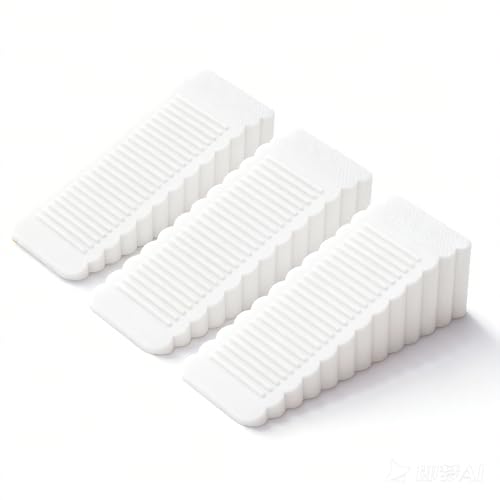 3 Pack Rubber Door Stoppers Wedge, Elfthloo Stops Fits 5-23mm Gaps, Non-Slip Floor & Wall Protector, Doorstops for Bottom of Door, White - color: White, size: 3 Pcs
