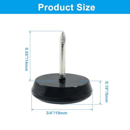Bivethoi 3/4" Nail on Furniture Sliders (24 Pack) - Heavy Duty PTFE Chair Leg Slider Glide Wooden Furniture Movers - Easy & Safe Floor Protector, Grey - size: 3/4 inch, Round