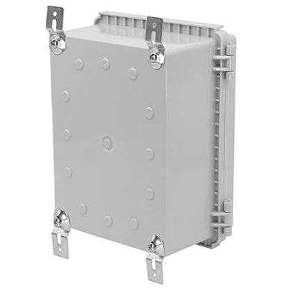 Zulkit Junction Box,IP67 Waterproof Electrical Box Hinged Cover Stainless Steel Latch Plastic Enclosure for Project with Mounting Plate Wall Bracket and 2 Cable Gland Grey 8.7"x6.7"x4.3"/220x170x110mm - color: Grey Cover, size: 8.7"x6.7"x4.3"