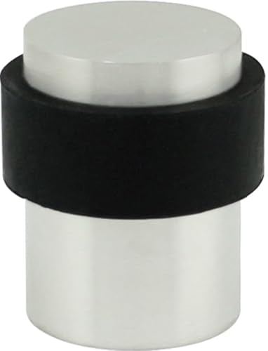 INOX Satin Stainless Steel Door Stoppers - Elegant Simple Style Door Stop with Durable Satin Finish, Heavy-Duty Floor Mounted Hardware, Scratch Protection, 1.58" Tall x 1.38" DSIX04-32D - color: Satin Stainless Steel