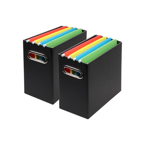 Collapsible File Organizer Box with Handle,12.20x5.11x9.84Inches, Filing Organizer for Home or Office, Small Portable File Box(2 Packs, Black) - color: Black, style: 2 Packs