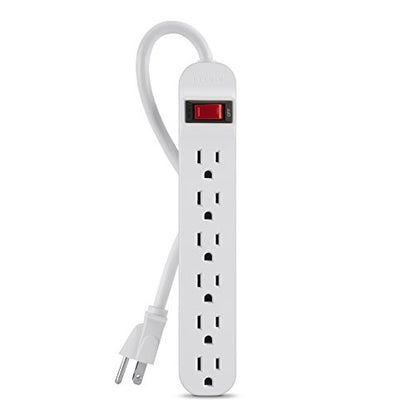 Belkin 6-Outlet Power Strip With 3ft Cord, White - size: 3-Foot Cable, style: Standard Plug - Single Pack