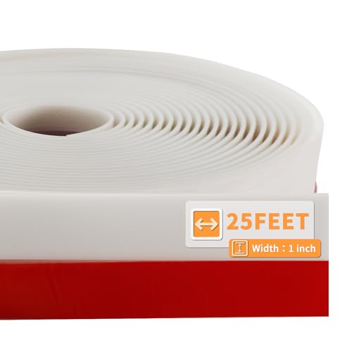 25 Feet Silicone Weather Stripping 1 inch Width Door Seal Strip Seal for Door Bottom, Gap, Side, Suitable for Sliding Door Windows - color: White, size: 1 Inch x 25 Feet