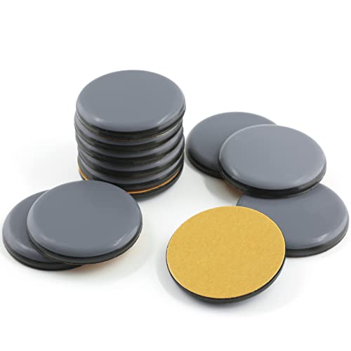 Piutouyar 12Pcs 2" Teflon Furniture Glides Pads, Self Stick Furniture Sliders Kits for Carpet Tile Hardwood Ground Protector, Round - size: Round 2"Dia.