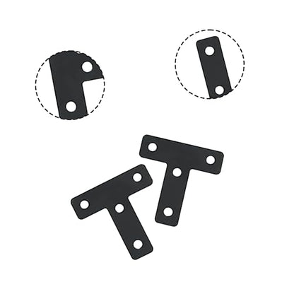 Hordion 10Pcs Right Angle Brace - 2 x 2 Inch (50 x 50mm), Heavy Duty Metal Support with Screws - size: 2" x 2" (Black), style: T-Shape