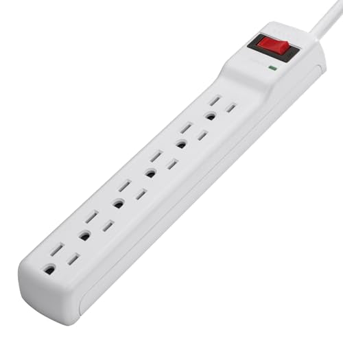Belkin 6-Outlet Power Strip Surge Protector with 3-Foot Power Cord, 300 Joules (F5C047),White - style: 3 ft