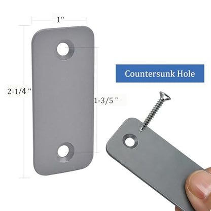 Door Edge Latch Hole Cover Plate for Deadbolt, Stainless Steel Door Edge Hole Filler Plate to Hide Unused Latch Holes, 1" x 2-1/4" (57 x 25 mm) (Grey, 1" x 2-1/4") - color: Gray