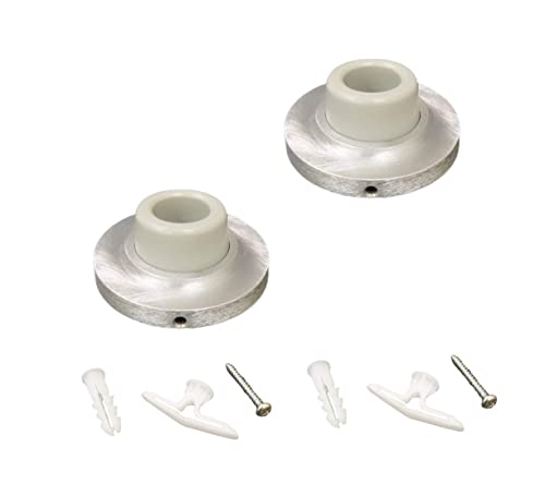 QCAA Heavy Solid Metal Wall Mount Concave Door Stop, Wall Protector, 2-1/2" Diameter, Satin Chrome, 2 Pack - color: Satin Chrome, size: 2 Pack