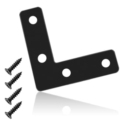 12 Pcs 1.96" x 0.56" L-Shape Corner Brace Brackets, 90°Angle Flat Mending Repair Plates Corner Brackets with Screws, Black - size: 1.96", style: L-Shape