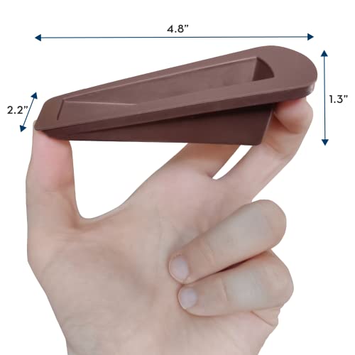 S&T INC. Heavy Duty Rubber Door Stopper for Residential and Commercial Use, Brown, 4.8 In. x 2.2 In. x 1.3 In., 4 Pack