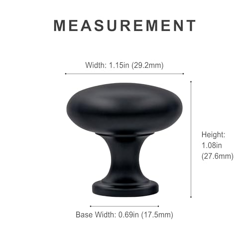 HESTIA HARDWARE 10 Pack | Matte Black Cabinet Knobs Pulls | 1.15 Inch (29mm) Kitchen Knobs for Cabinets and Bathroom Drawer| Black Cabinet Hardware (Z5.10.D) - color: Black