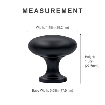 HESTIA HARDWARE 10 Pack | Matte Black Cabinet Knobs Pulls | 1.15 Inch (29mm) Kitchen Knobs for Cabinets and Bathroom Drawer| Black Cabinet Hardware (Z5.10.D) - color: Black