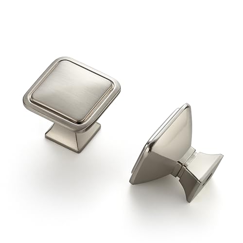 Ravinte 30 Pack Solid Single Hole Square Foot Cabinet Arch Knobs Kitchen Brushed Nickle Knobs Silver Drawer Pulls Kitchen Cabinet Hardware Pulls for Cupboard Handles - color: Brushed Nickel