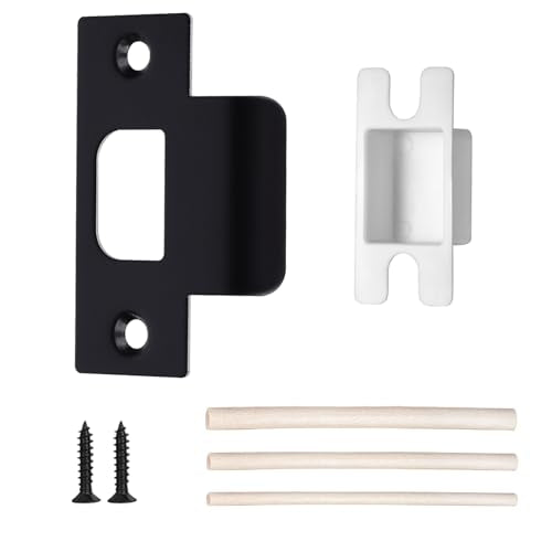T-Shape Matte Black Door Strike Plate for Door Frame Repair Kit, 2-1/8'' Hole Spacing, 1 Pack - color: Matte Black