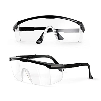 PACIFIC PPE 2 Pack Safety Glasses for Men and Women, ANSI Z87 Safety Goggles with Scratch Resistant Clear Wraparound Lenses, Adjustable Lab Goggles, UV Protection Lab Glasses