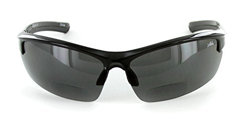 Aloha Eyewear Creekside Wrap-Around Polarized Bifocal Sport Safety Reading Sunglasses for Youthful, Active Men and Women (Black/Smoke +2.00) - color: Shiny Black W/ Smoke Lens, style: 2