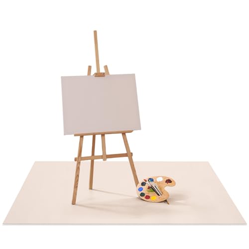 Drydiet 55x55 Inch Extra Large Craft & Painting Floor Mat - Waterproof Non-Slip PVC Art Rug, Floor Protector for Easel Painting Pottery Messy Projects, Washable Roll-up Spill Mat(Apricot, Plain) - color: Apricot, size: 55x55 Inch, style: Plain