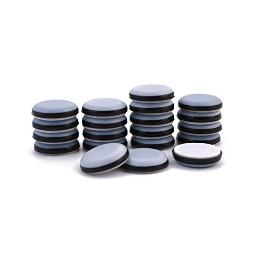 1" Adhesive Furniture Sliders -Furnigear Chair Glides PTFE Mover Slide on Furniture & Kitchen Appliances Slider Easy and Safely - Best Furniture Sliders for Carpet Hardwood Floors (20 Pack) - size: 1" Adhensive, grey-20pack