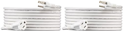 Amazon Basics Indoor Extension Cord, 3 Prong Outlet Extender Power Cord, 13 Amps, 125V, 15 Foot, White, 2-Pack - color: White, size: 15 Ft, style: 2-Pack