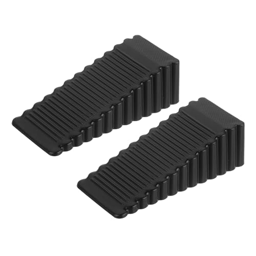 uxcell 2 Pcs Door Stoppers for Bottom of Door, 28mm/1.10 Inch Door Stops, Rubber Door Stopper Wedge Anti Slip, Window Stopper Door Stackable, Black - color: Black, size: 1.1-inches