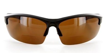 Aloha Eyewear Creekside Wrap-Around Polarized Bifocal Sport Safety Reading Sunglasses for Youthful, Active Men and Women (Black/Amber +1.50) - color: Matte Black W/ Amber Lens, style: 1.5