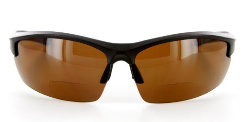 Aloha Eyewear Creekside Wrap-Around Polarized Bifocal Sport Safety Reading Sunglasses for Youthful, Active Men and Women (Black/Amber +2.00) - color: Matte Black W/ Amber Lens, style: 2