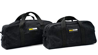 MELOTOUGH Canvas Utility Tool Tote bag Combo Kit-Includes 2 Medium Tool Organizer Bags for Electrician, Plumbing, Gardening, HVAC & More (14 inch,Black) - color: Black