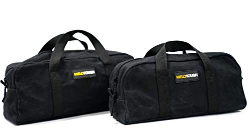 MELOTOUGH Canvas Utility Tool Tote bag Combo Kit-Includes 2 Medium Tool Organizer Bags for Electrician, Plumbing, Gardening, HVAC & More (14 inch,Black) - color: Black