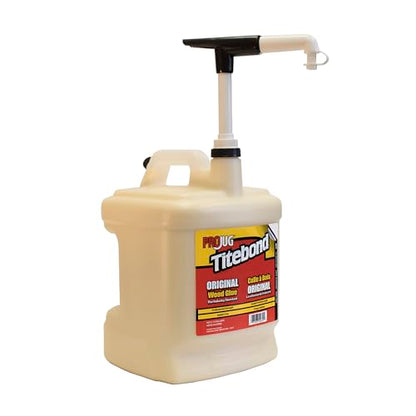 Titebond Original Wood Glue ProJug 2.15 Gal. – Professional-Grade Adhesive for Woodworking, Hardboard, Particleboard, Leather & Cloth, Great Sandability, Easy Water Cleanup – 50609 - size: 2.15 Gal.