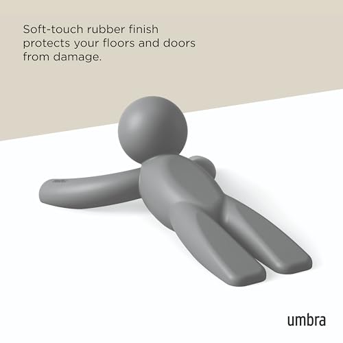 Umbra Buddy Door Stop, Heavy-Duty and Flexible, Soft-Touch Finish, Protects Your Floors, Grey, 2-Pack - style: 2-Pack