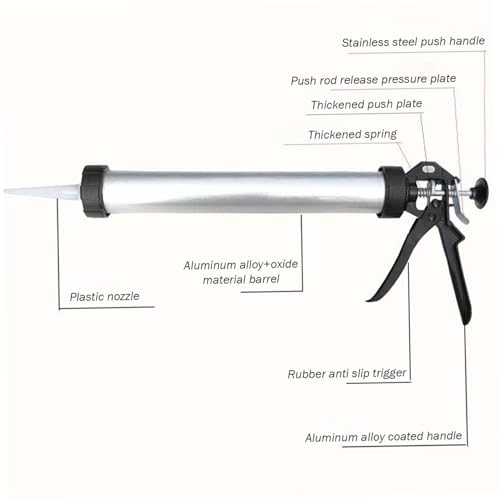 Caulking Tool Gun, 20 Oz Sausage Caulking Guns, Soft and Hard Glue Gun with 10 Nozzles Adhesive Sealant Tool Kit Guns Household Tools Caulk Sausage