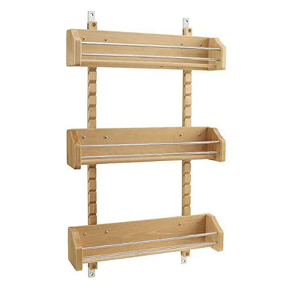 Rev-A-Shelf Wall Storage Organizer for Kitchen Cabinets, Door-Mounted Spice Rack with 3 Adjustable Shelves, Maple Wood, 4ASR-21 - size: 16.13 inches