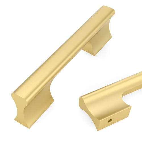 Asidrama 10 Pack 3.75 Inch(96mm) Brushed Gold Kitchen Cabinet Handles, Cabinet Pulls Kitchen Cabinet Hardware Cupboard Handles Drawer Pulls - color: Brushed Gold, size: 3.75" Hole Center(96mm), style: 10 Pack