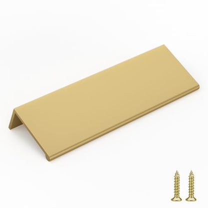 Goldenwarm 5 Pack Gold Finger Edge Pulls Drawer Finger Pulls Champagne Gold Kitchen Hardware Handles Bedroom Dresser Drawers,3-3/4in Hole Center - color: Matte Gold, size: 3-3/4in(96mm) Hole Centers
