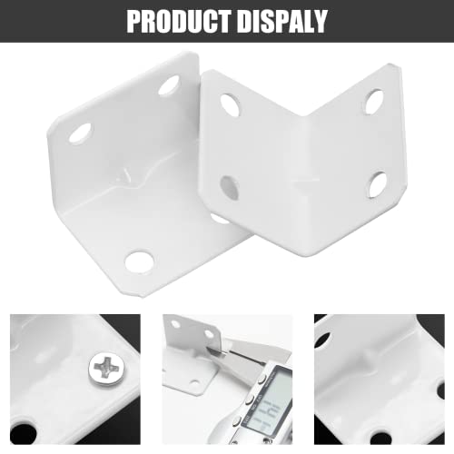 Biaungdo 12 Pcs White Metal Corner Brace, 26 x 26 x 32mm L Shape Shelf Bracket, 90 Degree Right Angle L Brackets Support with Screws for Wood, Shelves, Cabinet, Furniture, 4 Holes