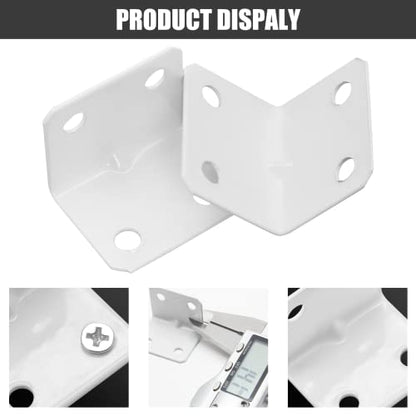 Biaungdo 12 Pcs White Metal Corner Brace, 26 x 26 x 32mm L Shape Shelf Bracket, 90 Degree Right Angle L Brackets Support with Screws for Wood, Shelves, Cabinet, Furniture, 4 Holes