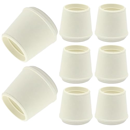 8pcs 1-1/8 Inch Round Chair Leg Tips Caps, Non-Slip Rubber Chair Leg Floor Protectors, White Furniture Leg Caps Fit for 1.06"-1.1" (27-28mm) Diameter Round Feet - size: 1-1/8 Inch-White