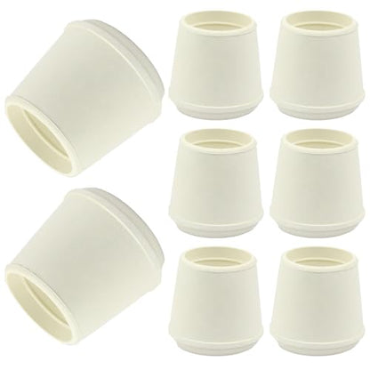 8pcs 1-1/8 Inch Round Chair Leg Tips Caps, Non-Slip Rubber Chair Leg Floor Protectors, White Furniture Leg Caps Fit for 1.06"-1.1" (27-28mm) Diameter Round Feet - size: 1-1/8 Inch-White