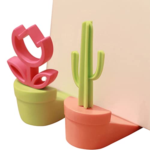 WAYUTO 2Pack Cute Door Stopper Cactus and Flowers Decorative Silicone Door Stop Novelty Funny Door Stops Rubber Door Stop Wedge for Home Office Bedroom Doorstop Cute Gifts for Women Girls - color: Catus and Flower