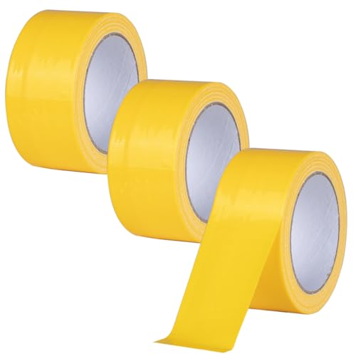 XUXU 3 Pack Yellow Duct Tape Heavy Duty Waterproof, Strong Adhesive for Indoor Outdoor Repairs, 60 Yards x 2 Inch Total - color: Yellow, size: 60 Yards