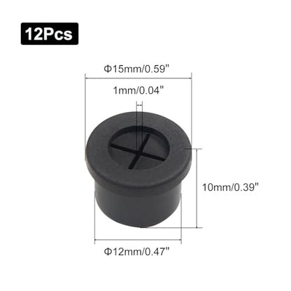 1/2 Inch Cable Grommet (12mm) – 12 Pcs Flexible Rubber Wire Covers for Desk, Charging Station, USB Cord Organizer (Black) - size: 12pcs1/2"(12mm)