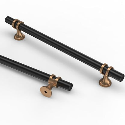 Asidrama 10 Pack 6.3 Inch(160mm) Champagne Bronze and Matte Black Kitchen Cabinet Handles, Cabinet Pulls Kitchen Cabinet Hardware Cupboard Handles Drawer Pulls - color: Black-Champagne Bronze, size: 6.3" Hole Center, style: 10 Pack
