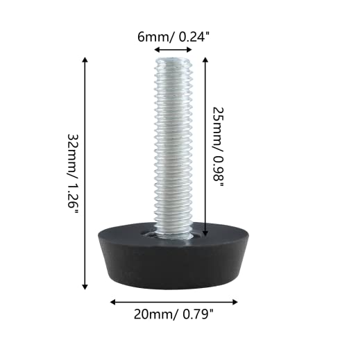 Zorfeter 30 Pcs Screw in Threaded Furniture Adjustable Levelers, M6 Leveling Feet Patio Furniture Glide Leveling Feet for Table, Chair, Furniture Legs (M6 x 25mm) - size: M6 x 25mm